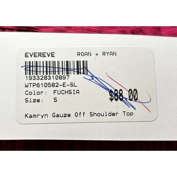 Evereve Roan + Ryan Women’s Size Small Fuchsia Kamryn Gauze Off Shoulder Top - Picture 7 of 10